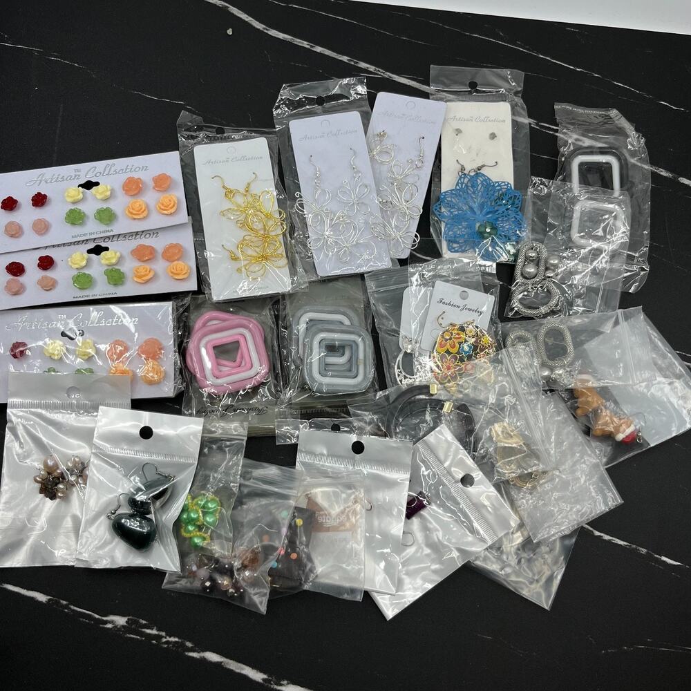 Bulk Fashion Jewelry Lot 40 Pairs Assort Earrings Artisan Collection Mixed Style